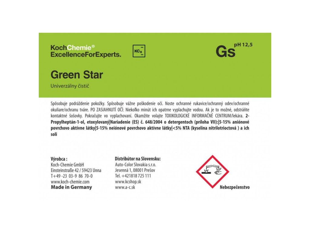 Koch Chemie Green Star - produktová etiketa