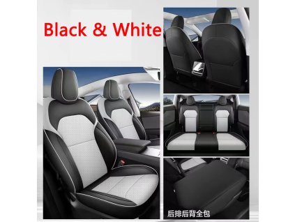 Tesla Y Juniper Black & White full seat covers - kompletné poťahy sedadiel pre Tesla Y Juniper
