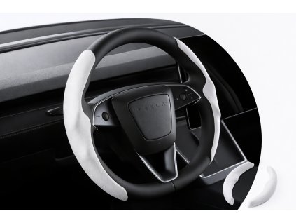 Športové bočné poťahy volantu – biela suede (set 2 ks) pre Tesla Model Y Juniper