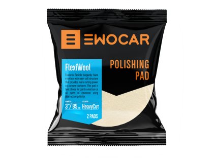 Ewocar FlexiWool - vlnený- agresívny leštiaci pad s burgundy penou 80mm