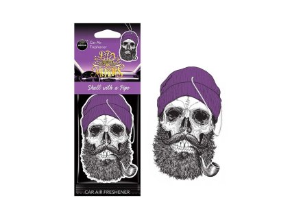 Aroma Car Dia De Los Muertos Skull with a  Pipe Coral Stuff - závesný osviežovač vzduchu