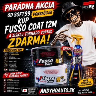 Ak chceš, aby sa voda, špina aj blato z auta doslova skĺzli preč a lak zostal dlho lesklý, Soft99 Fusso Coat 12M patrí...