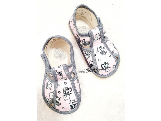 Baby Bare Shoes papučky barefoot SLippers Pink Cat