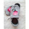 Babice kožené caůáčky světle šedé ruze barefoot