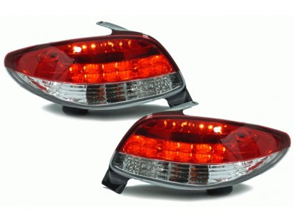 Zadné LED svetlá červeno-biele pre Peugeot 206