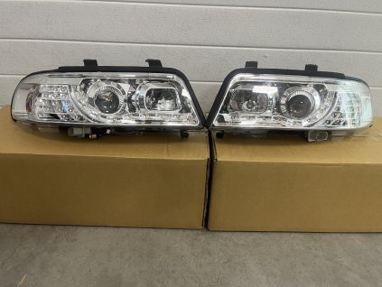 Predné svetlá Audi A4 99-01 LED pás+smerovka chróm
