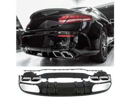 Difúzor na zadný nárazník Mercedes C C205 Coupe, chrómové koncovky