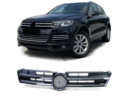 VW Touareg 2 predná maska rv.2010-2014 čierno chrómová