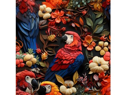  Embroidered parrot