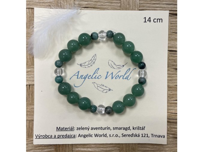 naramok AA Rafael zeleny aventurin, smaragd, kristal 14cm