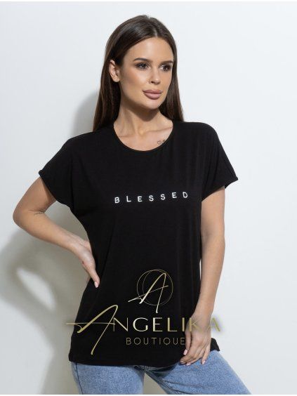 Volné tričko s nápisem