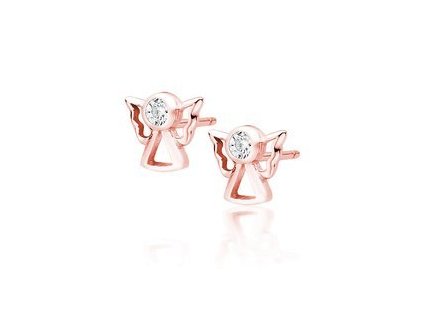 eng is Silver 925 rose gold plated earrings angels with white zirconia 13406 96kc