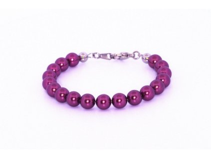 Dámský perlový náramek vyrobený z perel Swarovski, Burgundy