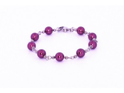 Dámský ketlovaný náramek vyrobený z perel Swarovski, Burghundy
