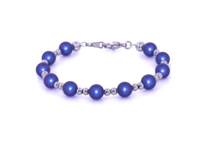 Dámský prémiový náramek vyrobený z perel Swarovski, Iridencent Dark Blue