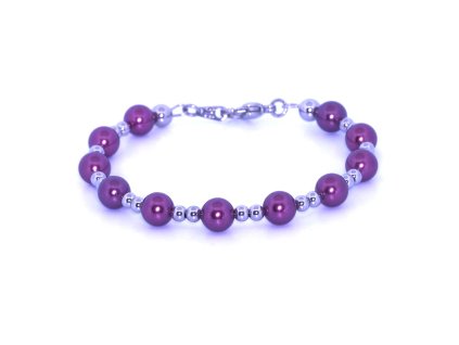 Dámský prémiový náramek vyrobený z perel Swarovski, Burgundy