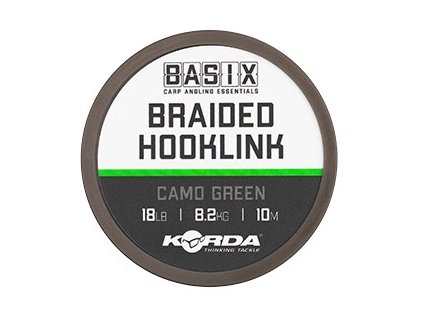 Korda Náväzcová Šnúra Basix Braided Hooklink Camo Green 10 m - 18 lb 8,2 kg (Výrobca Korda)