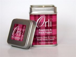 Přírodní masážní svíčka Skotské maliny a černý pepř 108g - Scottish raspberry + black pepper - Orli Massage Candles