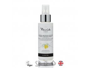 anglickakrasa nourish london prirodni certifikovany bio vegansky dezinfekcni hydratacni antibakterialni sprej na ruce a povrchy lemon black pepper hand sanitiser spray