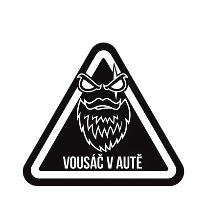 Nálepka Vousáč v autě – 13,1 × 15 cm
