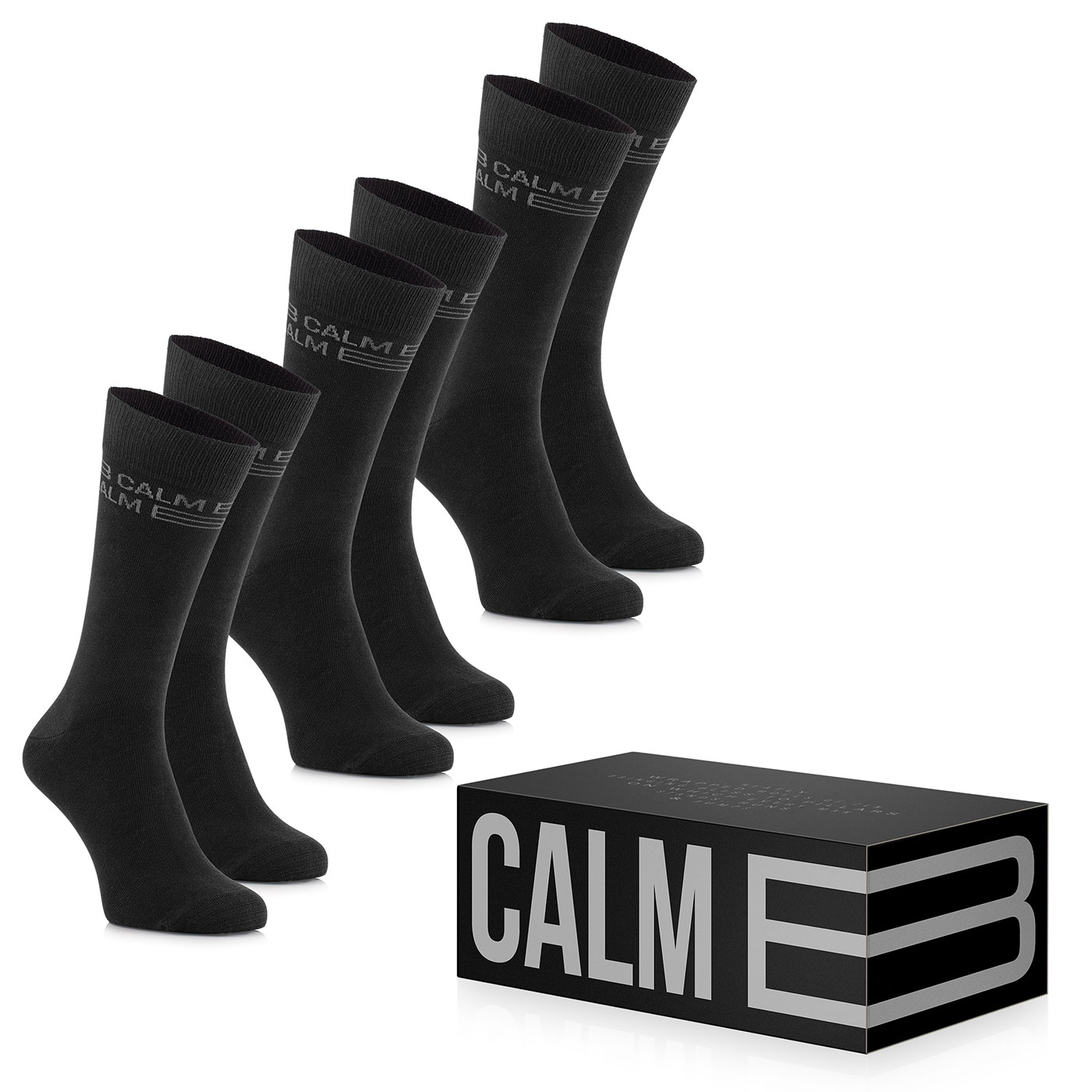 Calm B DLHÉ PONOŽKY ČIERNE 3-PACK Veľkosť: 39-42