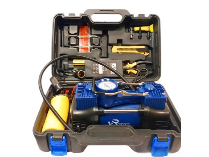 HITMAN 12V AUTOMOBILOVÝ KOMPRESOR A SADA NA OPRAVU PNEUMATÍK HT-ACP-6824LR