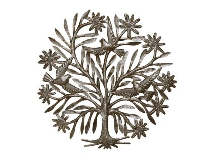 Dekorace na zeď - plastika strom života/ptáci 60cm