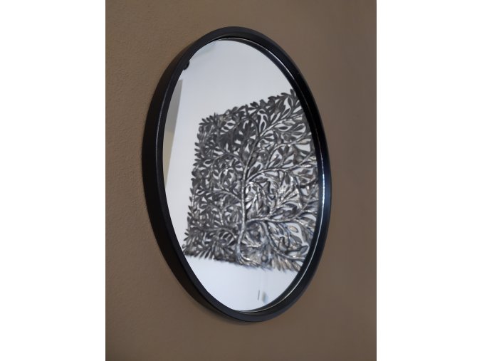 Zrcadlo kulaté černé tenký rám ø 60cm