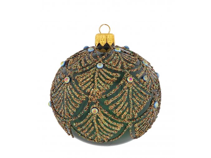 vanocni-ozdoba-koule-nors--zelena-barva--zlaty-ornament--8cm