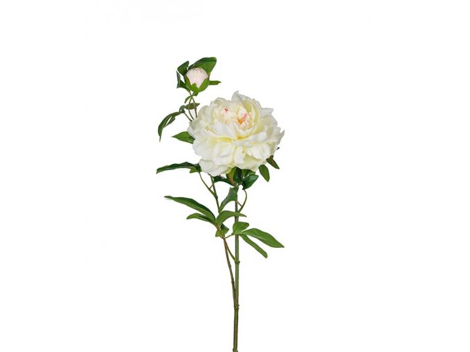 Umělá květina - Pivoňka s poupětem bílá 65cm
