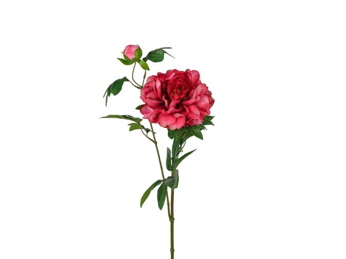Umělá květina - Pivoňka s poupětem  tmavě růžová 65cm
