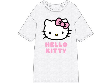 Dámské maxi triko na spaní - šedý melír | Hello Kitty