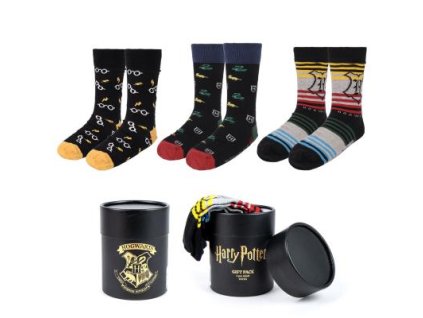 Pánské ponožky, 3pack - černá/pruhy | Harry Potter