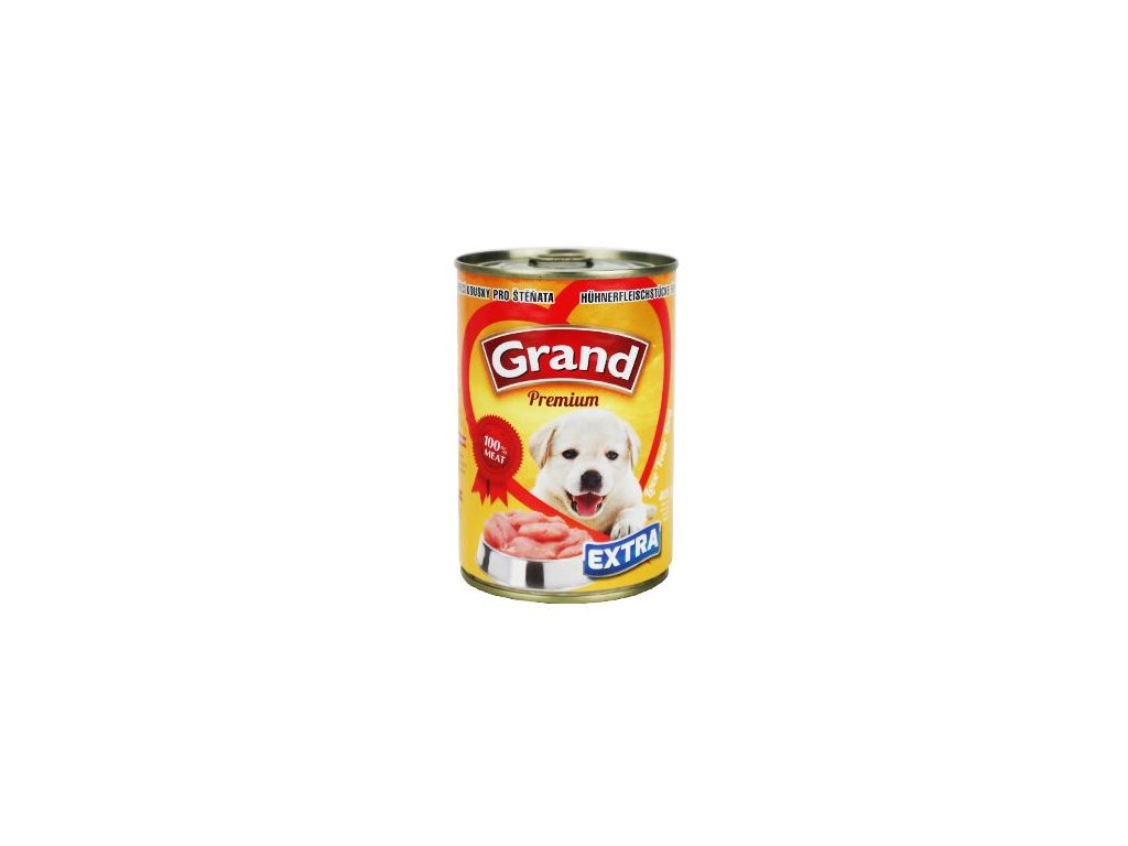 GRAND konzerva štěně Extra kuř,kousky 405g