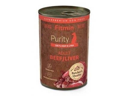 Fitmin dog Purity tin konzerva beef&liver 400g