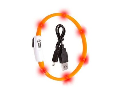 Obojek USB Visio Light LED nabíjecí 35cm oranžový KAR