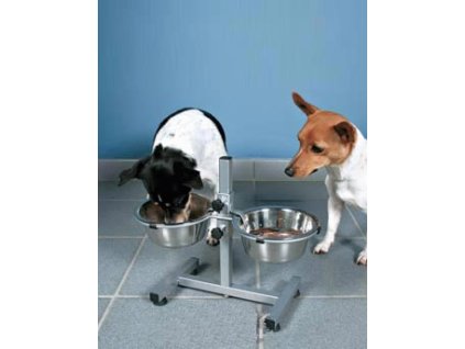 Psí bar na 2misky nerez 4,5l/29cm, nast.výška 60cm TR