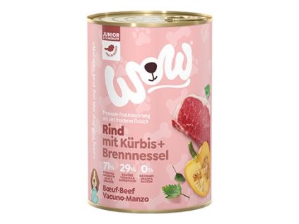 WOW Dog konzerva Junior hovězí s dýní 400g
