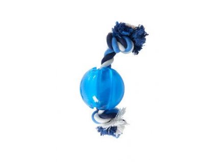 Hračka pes BUSTER Song Ball s provazem světlemodrá