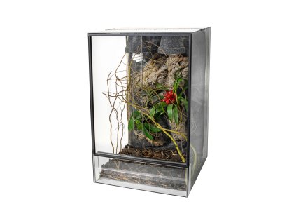 Skleněné terárium 50x50x100 s 3D pozadím