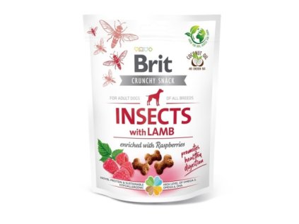 Pochoutka Brit Care Dog Crunchy Cracker Insects, jehně a maliny 200g