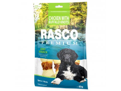 Pochoutka RASCO Premium bůvolí uzle obalené kuřecím masem 6 cm