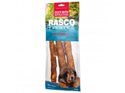 Pochoutka RASCO Premium bůvolí tyčinky obalené kachním masem 27 cm - 3 ks