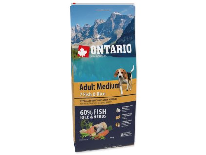 Krmivo Ontario Adult Medium Fish & Rice 12kg