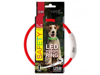 Obojek DOG FANTASY LED nylonový červený S-M