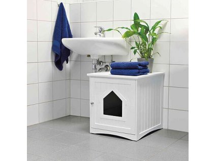 Skříňka na kočičí toaletu 49 x 51 x 51 cm bílá (např. 4018)