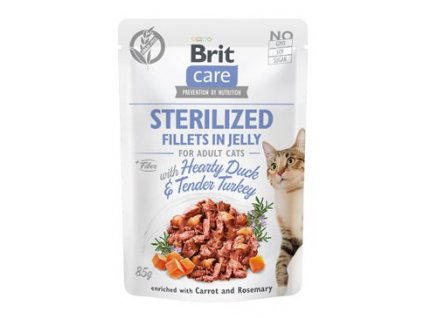 Brit Care Cat Fillets in Jelly Steril Duck&Turkey 85g