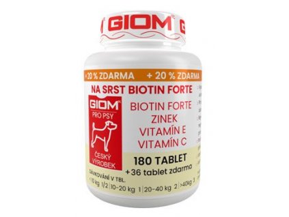 Giom pes Na srst Biotin FORTE 180 tbl+20% zdarma