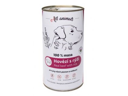 All Animals DOG konz. Hovězí mleté s rýží 1200g