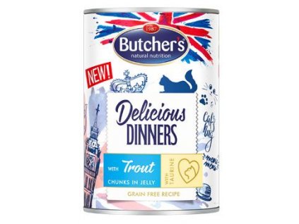 Butcher's Cat Delic.Dinners pstruh v želé konz. 400g